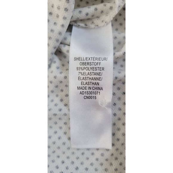 Adrianna Papell Top Blouse Women’s Medium White Black Polka Dot Long Sleeve - Picture 9 of 13